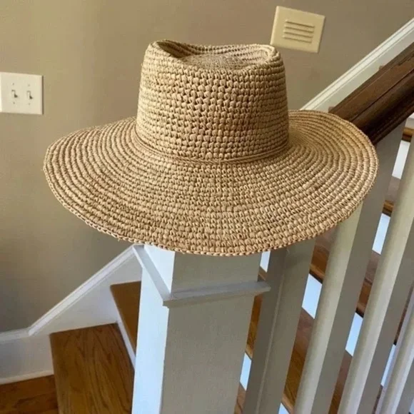 NWT Anthropologie  Sandiego Hat Company  Tan Raffia Boater Hat - Picture 3 of 5